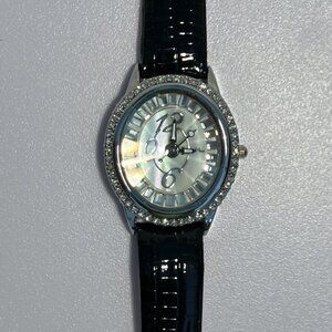 Park Lane Watch, shining oval mother of pearl face with leather band